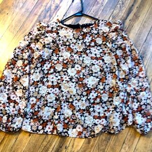 E&M Floral Blouse, Size Large
